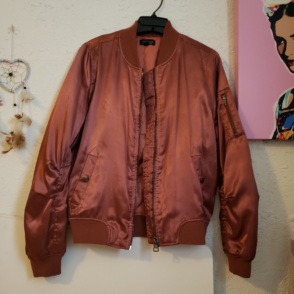 Rose gold Topshop bomber jacket